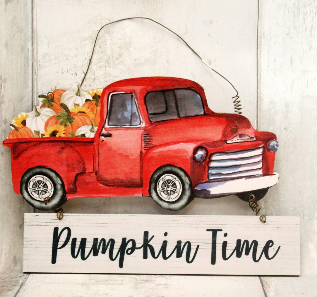 Fall Pumpkins in a Red Truck Hanging Kitchen Towel With 