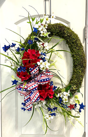 DIY Patriotic Moss Wreath