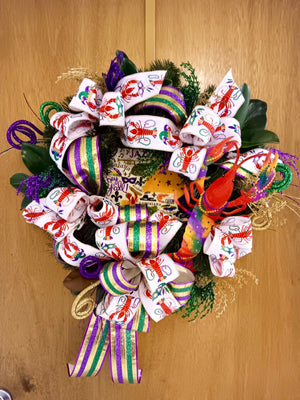 DIY Mardi Gras Louisiana Crawfish Wreath