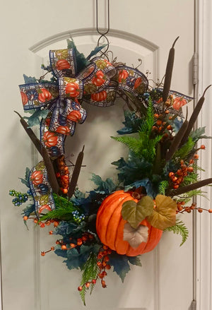 DIY Fall Pumpkin Grapevine Wreath