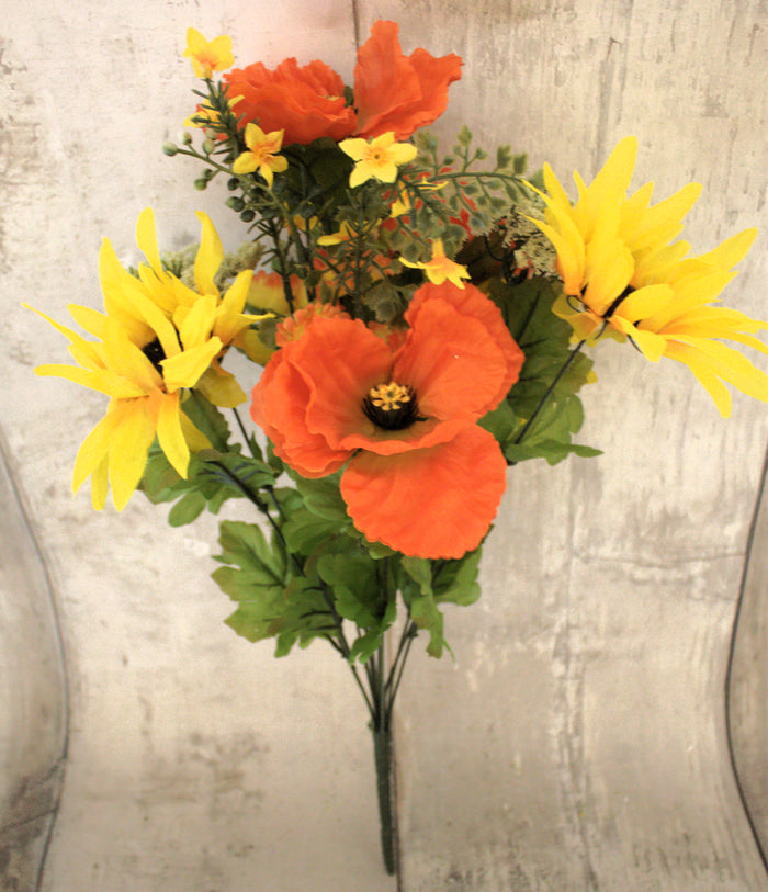 20" Orange & Yellow Spring Mixed Floral Bush