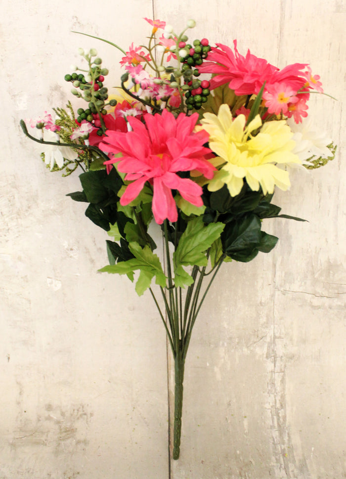 21" Pink & Yellow Mixed Gerber Daisy Bush