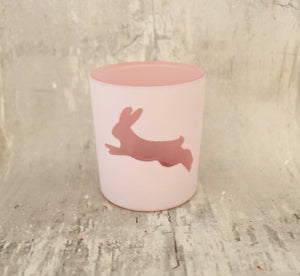 3" Pink Glass Bunny Tealight Holder