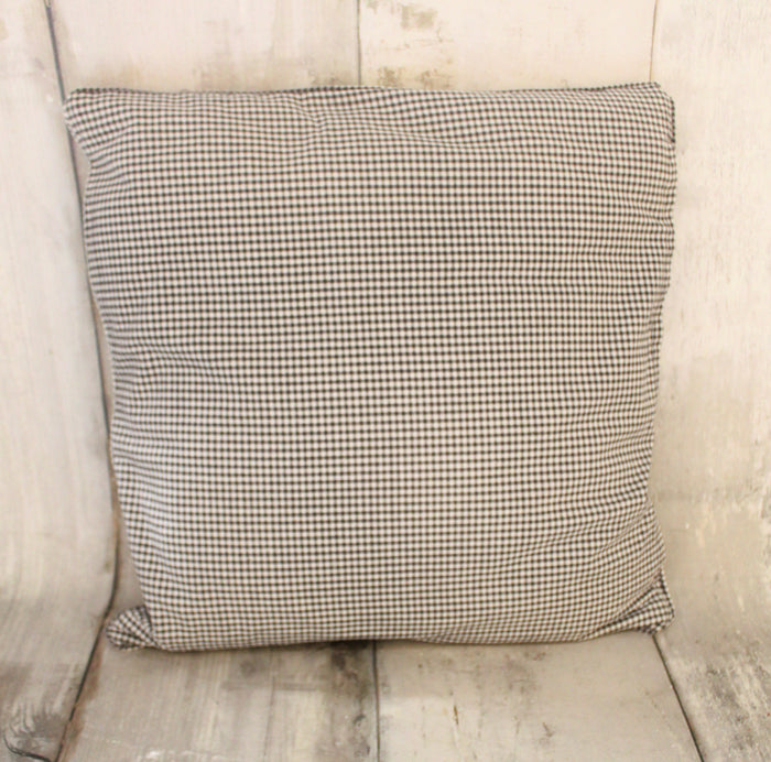 20" Grey & White Gingham Reversible Pillow