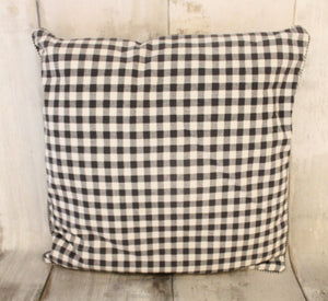 20" Grey & White Gingham Reversible Pillow