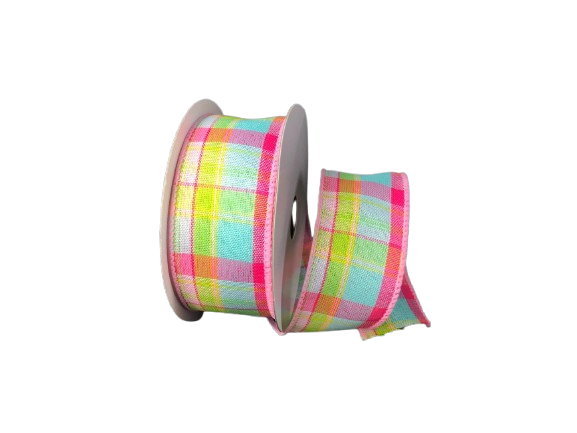 1.5" Spring Bright Plaid Ribbon