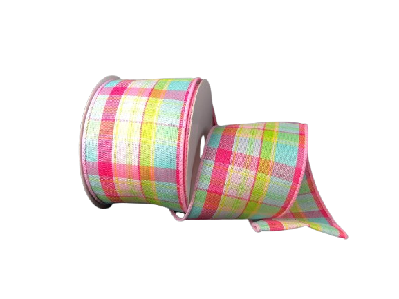 2.5" Bright Spring Plaid Ribbon