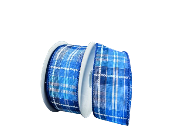 1.5" Navy Plaid Ribbon