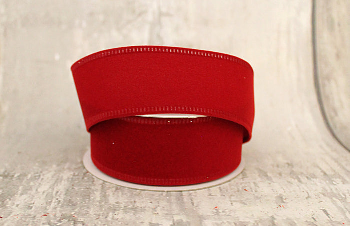 1.5" Dark Red Laser Edge Velvet Ribbon