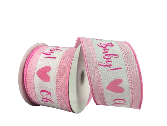 2.5" Pink & White Oh Baby! Ribbon