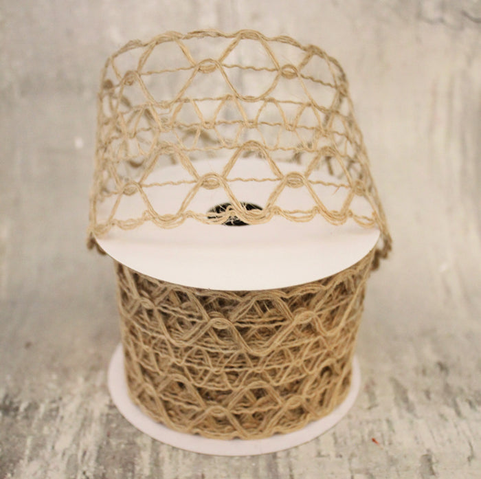 2.5" Natural Hex Open Weave Ribbon