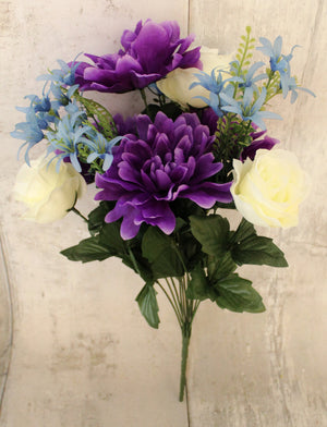 19" Purple & White Rose, Hyacinth and Daisy Bush