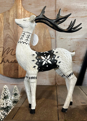 13" Black & White Christmas Reindeer