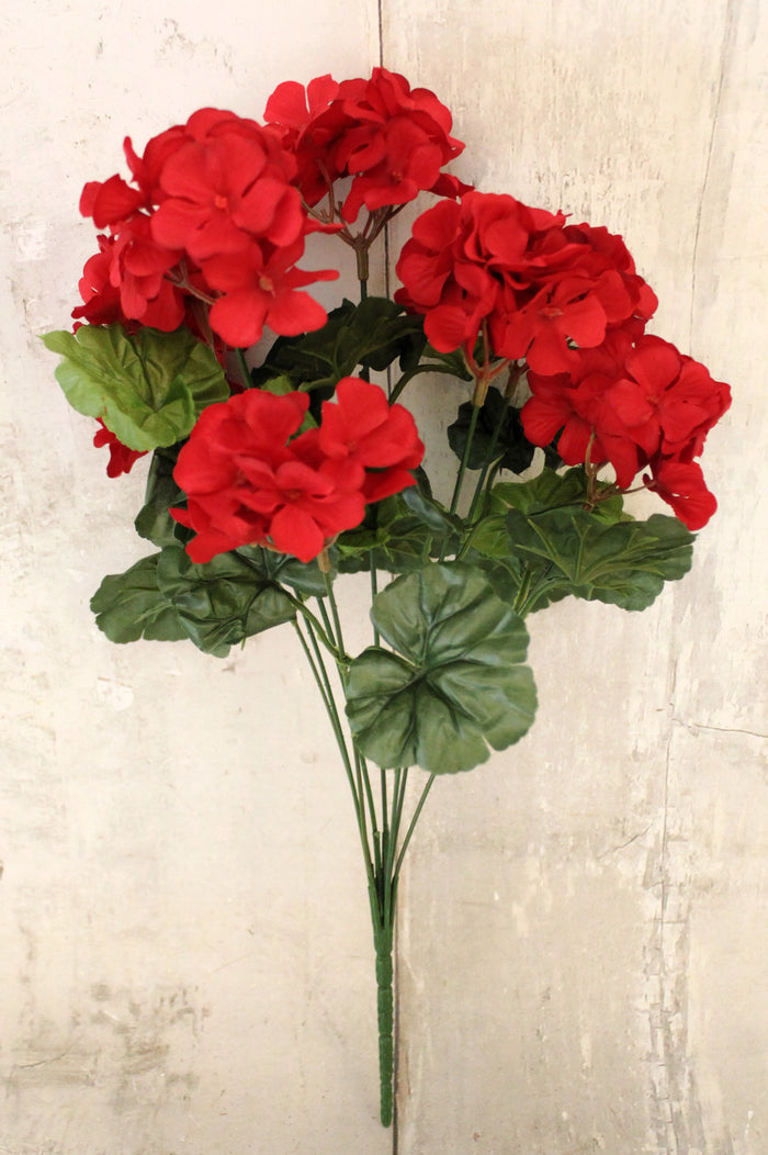 18" Red Geranium Floral Bush