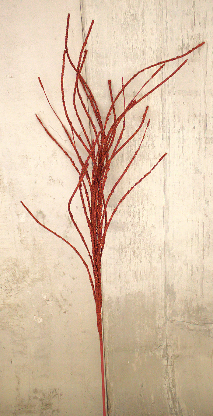 30" Red Glitter Twig Spray