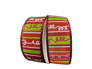 1.5" Whimsical Stripes Christmas Ribbon