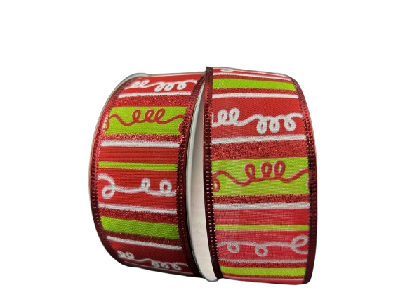 1.5" Whimsical Stripes Christmas Ribbon