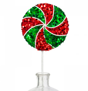 20" Red & Green Sequin Lollipop Stem