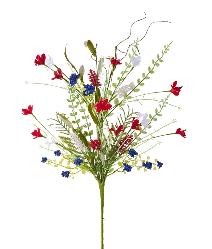 24" Patriotic Fabric Flowers Spray