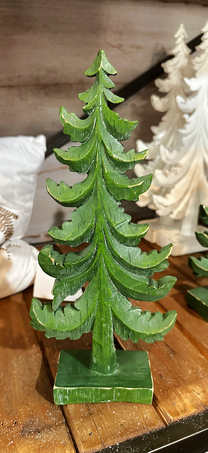 10.5" Green Carved Slim Tree