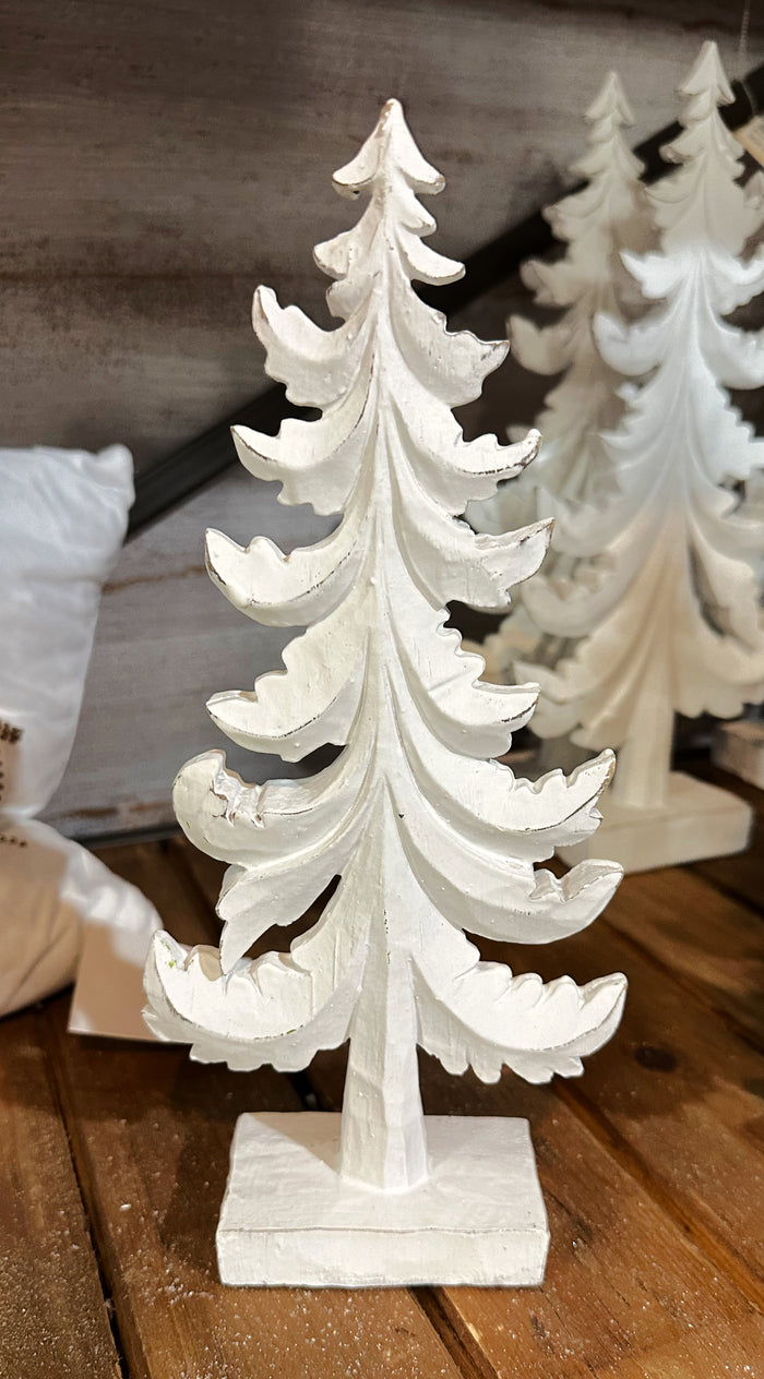 10.5" White Carved Slim Trees