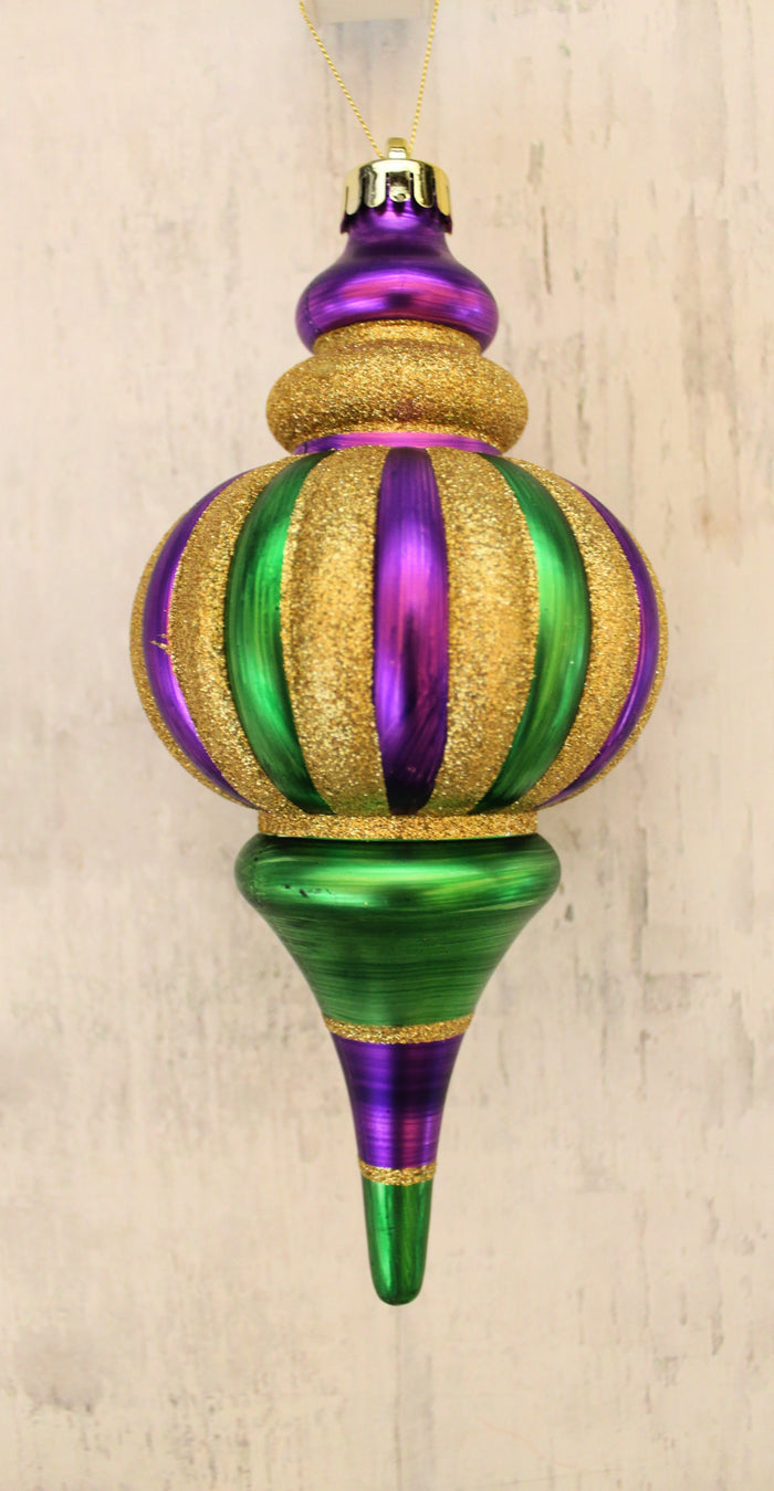 250MM Mardi Gras Vertical Stripe Finial Ornament