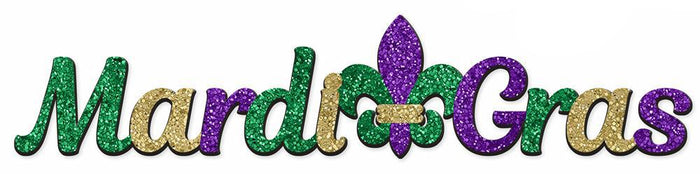 13.25" Mardi Gras Glitter Shelf Sitter