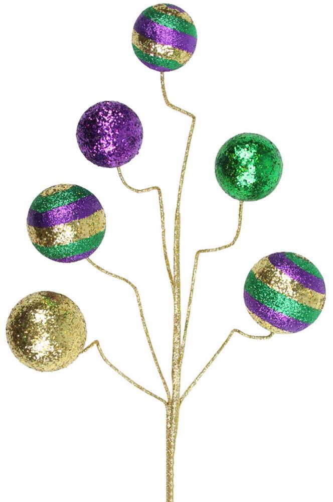 20" Mardi Gras Swirl Glitter Ball Spray