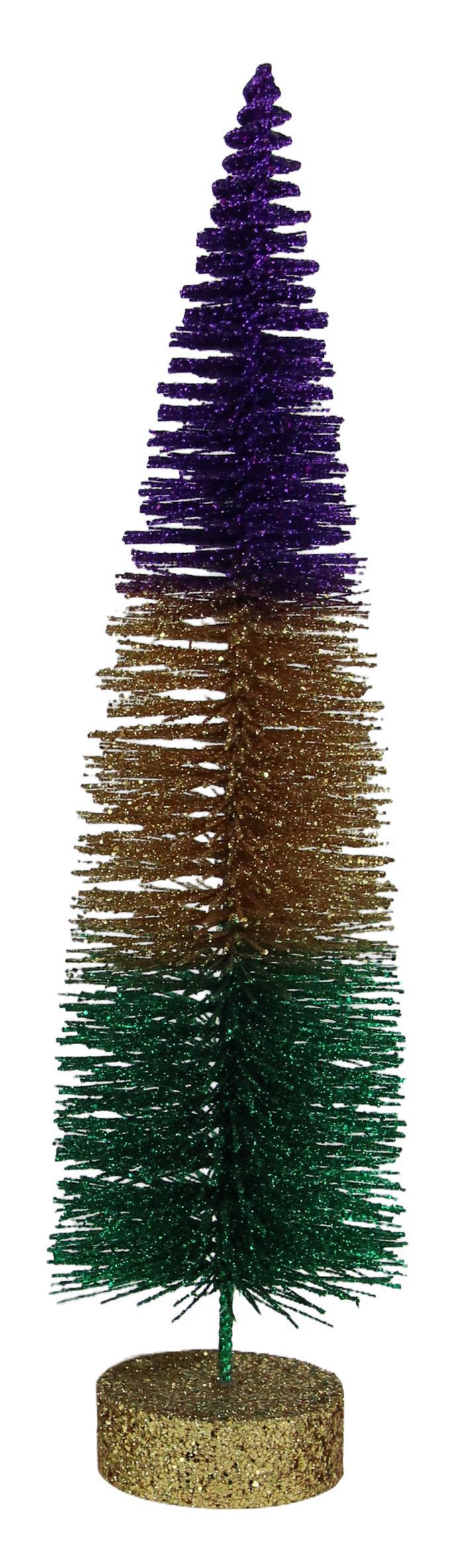 16" Mardi Gras Glitter Bottle Brush Tree