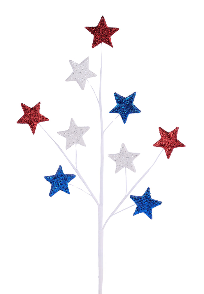 23" Patriotic Glitter Star Spray