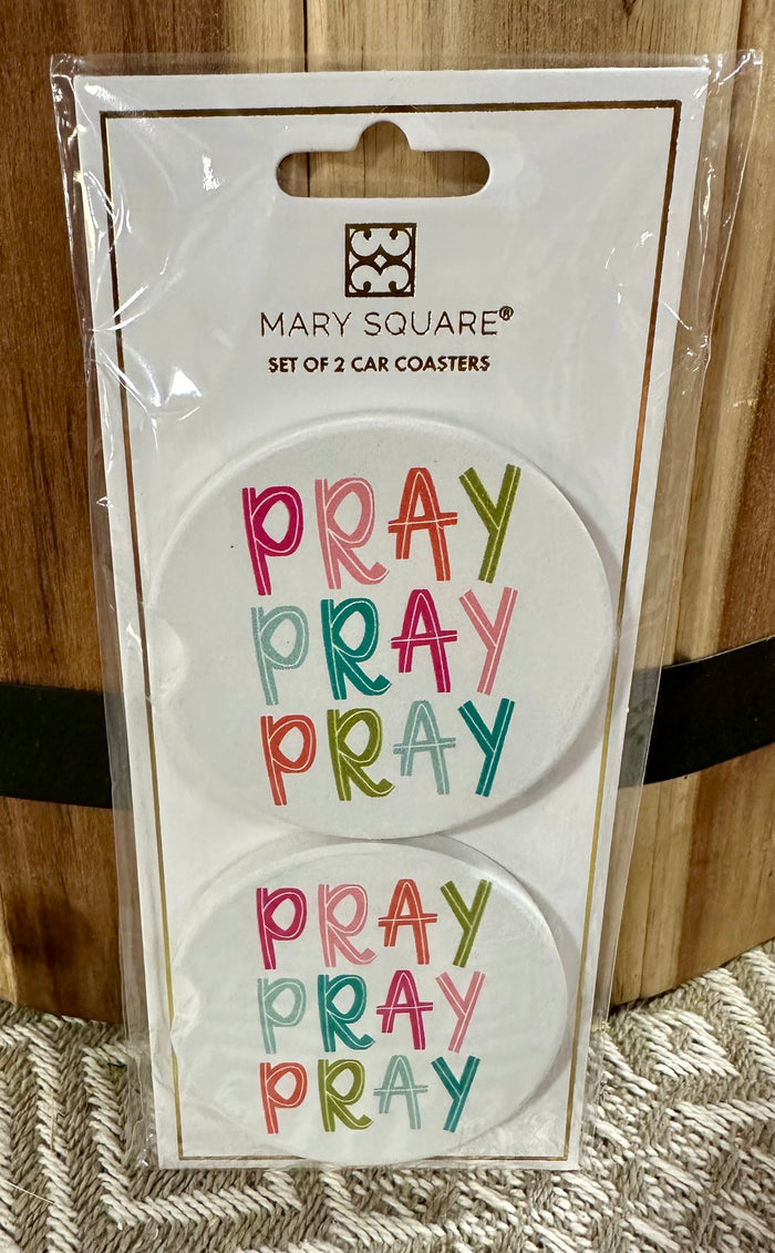 Mary Square Car Coasters Pray Pray Pray