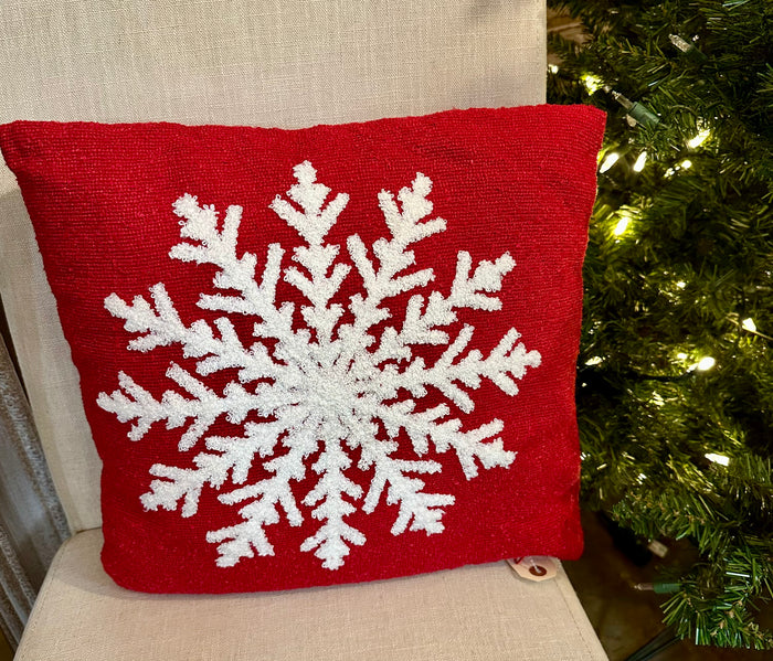 Christmas Red Snowflake Pillow