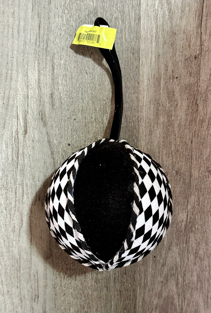 5" Black & White Harlequin Ball Ornament