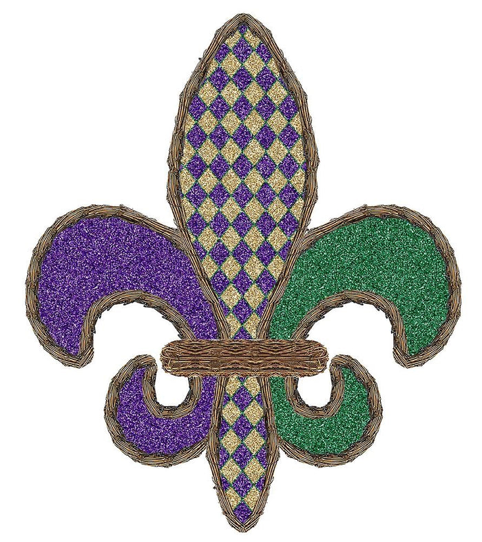 21" Mardi Gras Harlequin Fleur de Lis