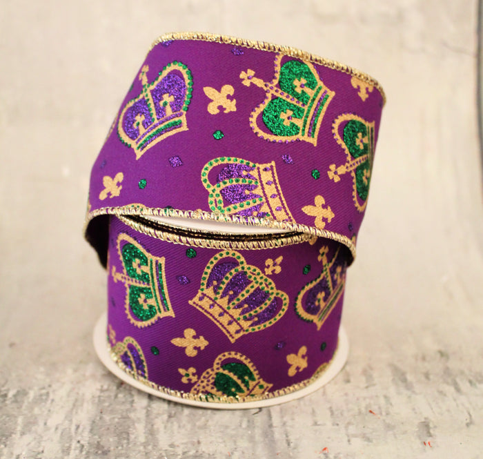 2.5" Mardi Gras Crowns Ribbon