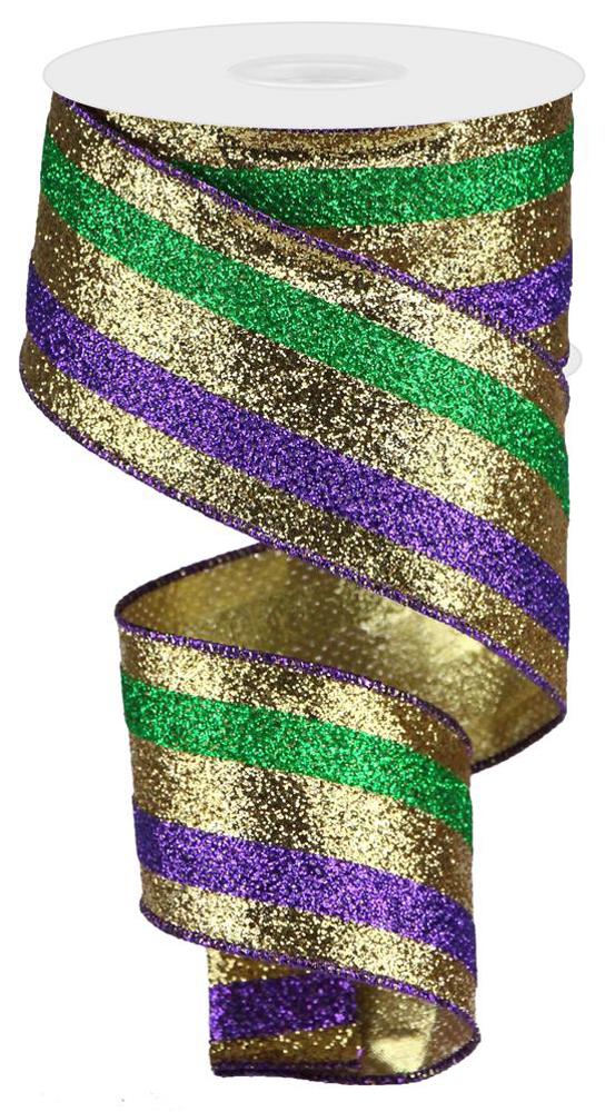 4 Glitter Stripe Ribbon: Mardi Gras (10 Yards) [47220-09-09