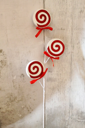 27"  Red & White Lollipop Stem