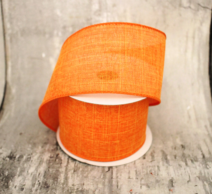 2.5" Bright Orange Linen Ribbon