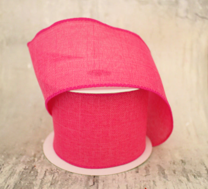 2.5" Fuchsia Pink Linen Ribbon