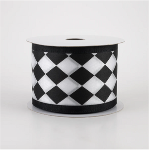 2.5" Black & White Harlequin Ribbon