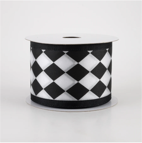 2.5" Black & White Harlequin Ribbon