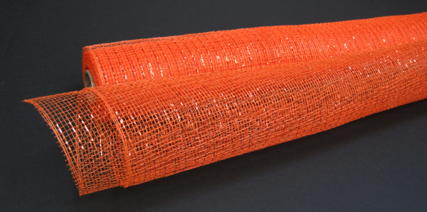 10" Orange Metallic Deco Mesh