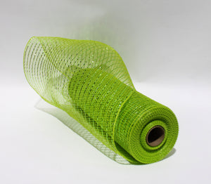 10" Metallic Deco Mesh -  Lime Green