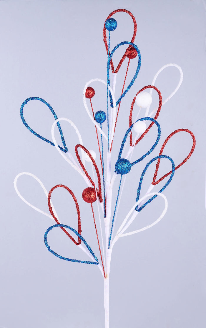 30" Patriotic Glitter Loops Spray