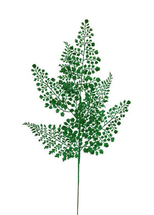 23" Emerald Green Glitter Maidenhair Fern Stem