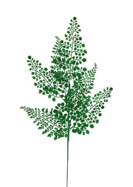 23" Emerald Green Glitter Maidenhair Fern Stem