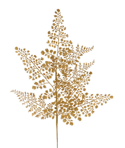 23" Gold Glitter Maidenhair Fern Spray