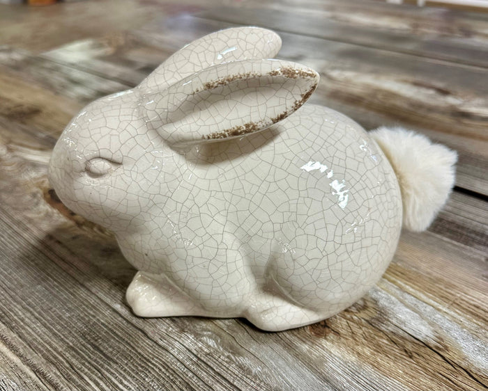 5.5" White Crackle Bunny