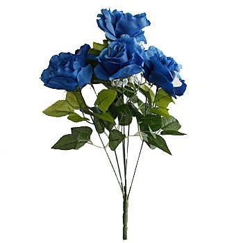 19" Artificial Open Rose Bush - Navy