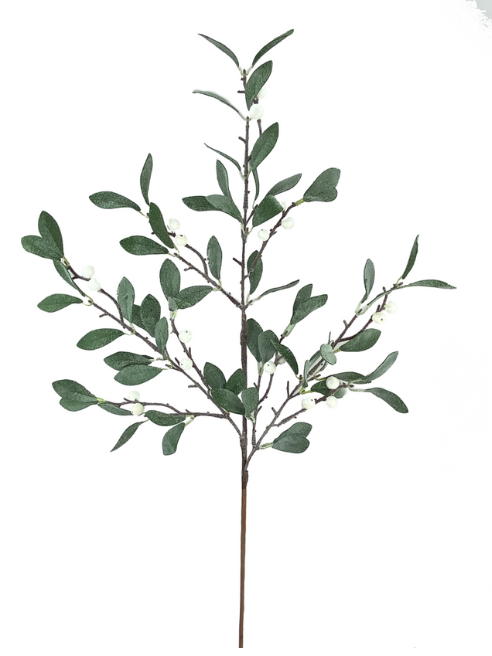 31" Ice Mistletoe Leaves Spray